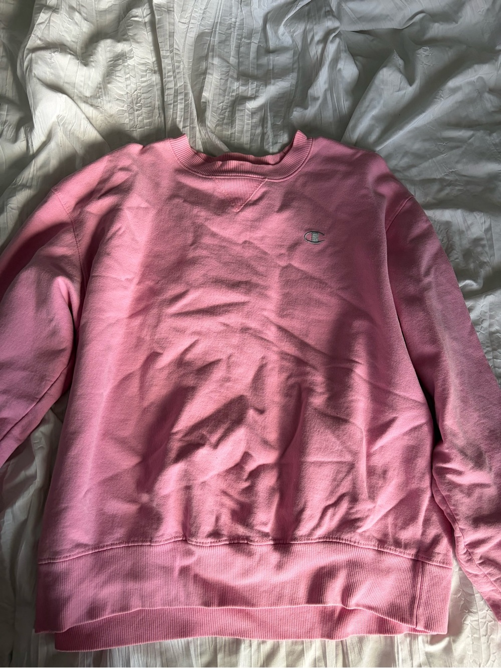 Champion Pink Ribbed Crewneck Sweatshirt